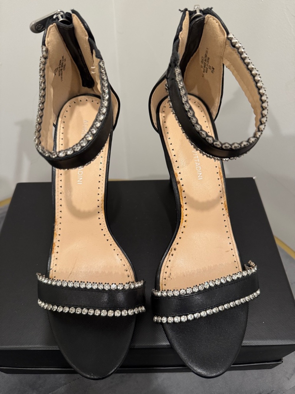 Adrienne Vittadini Black Crystal-Embellished Ankle-Strap Stiletto - Picture 4 of 8